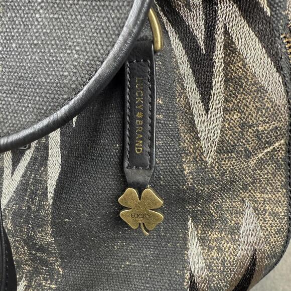 Lucky Brand Black Geometric Pattern Canvas Faux Leather Backpack main image 7